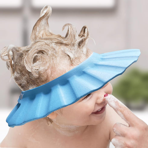 Baby Shower Cap Soft Adjustable Baby Bath Head Cap Visor for Washing Hair Shower Bathing Protection Bath Cap for Toddler, Baby, Kids, Children (Bl...