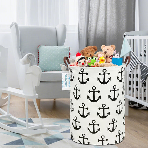 LANGYASHAN Laundry Basket Canvas Fabric Collapsible Organizer Basket for Storage Bin Toy Bins Gift Baskets Bedroom Clothes Children Nursery Hamper...