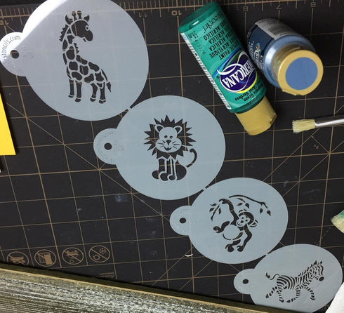 Designer Stencils Jungle Animals Cookie, Beige/Semi-Transparent, Fits 3" circle...