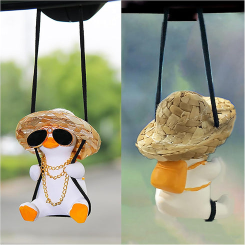 Car Pendant Duck Hanging Swing, Cool Flying Duck Car Rear View Mirror Hanging Accessories, Auto Truck Interior Rearview Mirror Decoration Swinging...