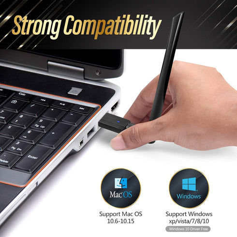 USB WiFi Adapter – 1200M WiFi Dongle High Speed 802.11ac 5dBi Dual Band 2.4/5GHz Wireless Network Adapter for PC/Desktop/Tablet/Laptop, Compatible...