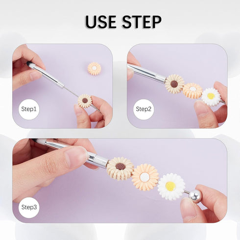 NICENEEDED 2 Set Beaded Eyeshadow Brush, Metal Handle Beadable Makeup Brush Kit, DIY Makeup Comestic Brushes Beaded Brushes Kit for DIY Beaded Mak...