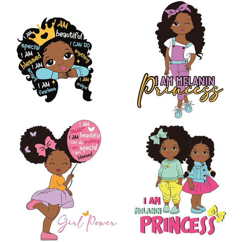4 Pieces Black Girl Inspirational Quote Wall Decal Motivational Saying African American Sticker Positive Stickers Little Decals for Bedroom Girl P...