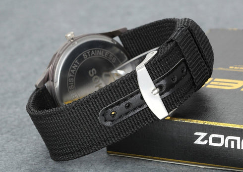 Lancardo Simplicity Analog Quartz Watch with Woven Nylon Band Luminous Hand Military Time 24H (Black) for Father's Day...