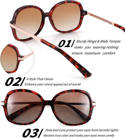 FEISEDY Classic Womens Elegant Polarized Sunglasses Ladies Wide Square Sunglasses Shades B2683...