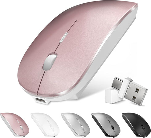 Bluetooth Wireless Mouse for MacBook Air Mac Pro Laptop PC Pad Optical Rechargeable Silent Mouse with Dual Mode Switch Mouse Bluetooth 5.2/3.0 and...