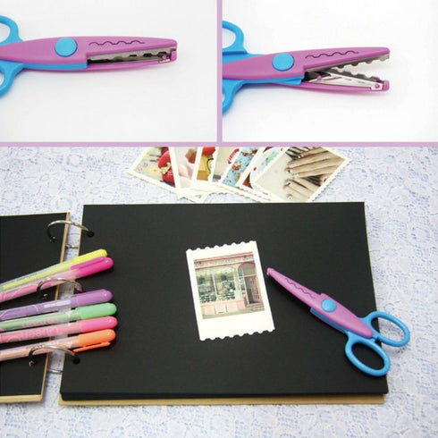 AKOAK 5" 6 Pcs/Set Children Kids Paper Craft Scissors 6 Cutting Patterns Curved Edges DIY Decorative Scissor for Scrapbook Album Photos...