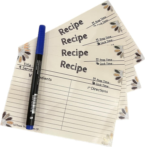 Recipe Cards 4x6 Double Sided With Gift Pen, 40 Count Recipe Cards, Blank Recipe Cards...