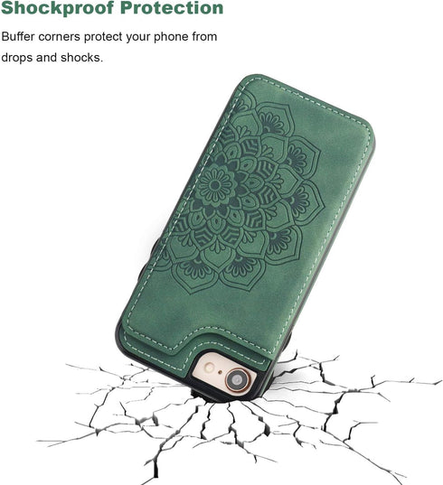 Vaburs Wallet Case for iPhone SE(2022)/SE(2020)/8/7 with Card Holder, Embossed Mandala Pattern Flower Premium PU Leather Double Magnetic Buttons F...