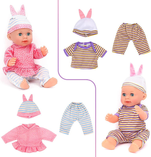 deAO Baby Doll Clothes for 12 13 14 Inch Dolls,6 Sets Doll Clothes and Accessories,Dress Up Fun,Doll Outfits Accessories Underwear for Doll Gift (...