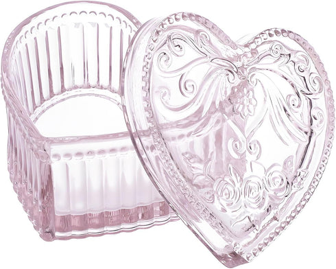 Gaolinci Crystal Glass Heart-Shaped Storage Box Embossed Jewelry Box Candy Box with Lid...