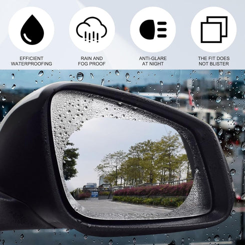 2 PCS Car Rearview Mirror Rainproof Film, 3.93" x 5.7" PET Oval Anti-fog Anti-glare Reversing Mirror Reflective Film, Lotus Leaf Water-repellent E...