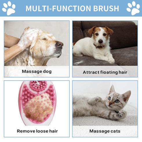WishLotus Pet Bath Brush, Puppy Massage Brush with Shampoo Dispenser Pet Grooming Tool for Small Animals Soft Silicone Dog Shower Brush for Long S...