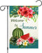 ChloropLastid Welcome to Summer Garden Flag Tropical Watermelon Palm Leaves Floral Small Double Sided Decorative Outdoor Yard Flag 12 x 18 Inch Se...