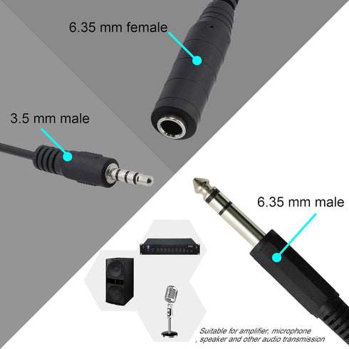 GINTOOYUN 6.35mm TRS Male to 1/4 TRS Female Stereo Headphone Y Splitter Extension Cable...