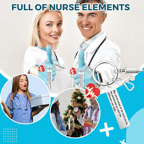 Sureio 72 Pcs Nurse Graduation Gift Include 24 Nurse Keychain Nursing Appreciation Gift with 24 Tassel Organza Bag and 24 Tag Thank You Gifts for ...