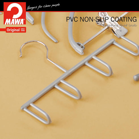 Mawa by Reston Lloyd Non-Slip Space-Saving Clothes Hanger for Belts with 4-Hooks, Style GH, Set of 2, Silver...