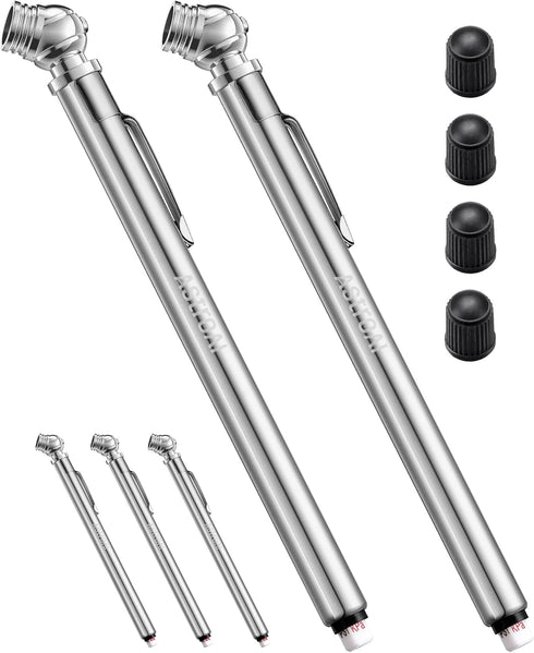 AstroAI 5 Pack Pencil Tire Pressure Gauge (10-75PSI) Stainless Steel Body and Metal Made Nozzle for Vehicles...