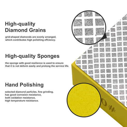 4pcs Diamond Hand Polishing Pads for Ceramic Tile Glass Grinding,Sanding Blocks Polishing 60#,100#,200#,400#...