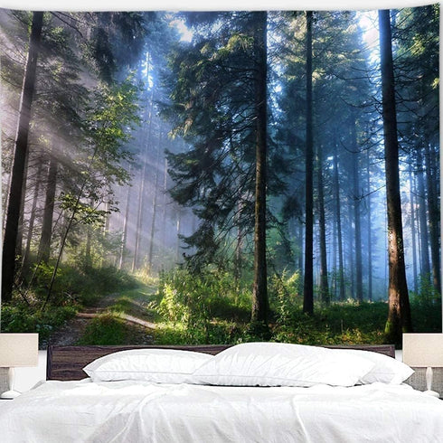 BJYHIYH Misty Forest Tapestry Wall Hanging Nature Landscape Tapestry Sunshine Through Tree Tapestries for Bedroom Living Room Dorm Decor(90.6"×59....