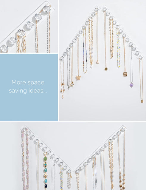 Mymazn 2 Pack Acrylic Necklaces Holder Hanging Jewelry Organizer Wall Mounted Necklace Hangers with 12 Hooks, Clear Jewelry Hangers for Necklace O...