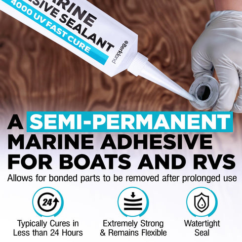 3 oz Marine Adhesive Sealant 4000/4200 Fast Cure UV (White) - Sem-Permanent, Flexible Bonding and Sealing - UV Resistant, above & below Waterline ...