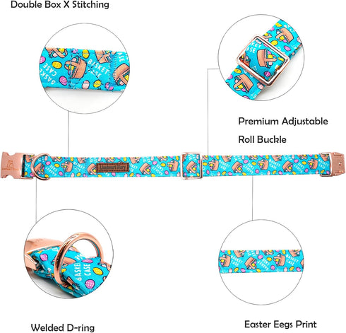Lionheart glory Easter Dog Collar Colorful Collar for X-Small Dog Collars Easter Egg Print Dog Collars Spring Female or Male Pet Gift Adjustable H...