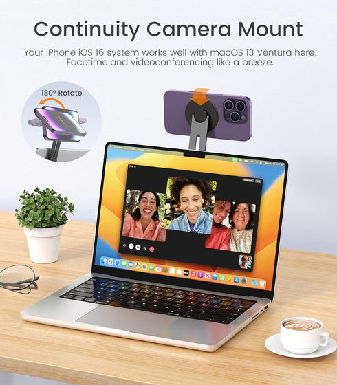 MoKo Magnetic Laptop Phone Holder, Adjustable Continuity Camera Mount for Monitor's Top and Side, Slim Computer Expansion Bracket Stand for Tesla,...