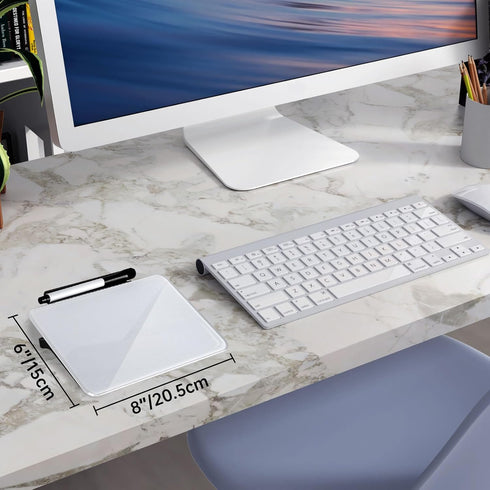 Desktop Small Dry Erase White Board, 8"×6" Glass Desk Whiteboard with Stand for Taking Notes, Home Office Tabletop Reminder Mini Notice Board for ...