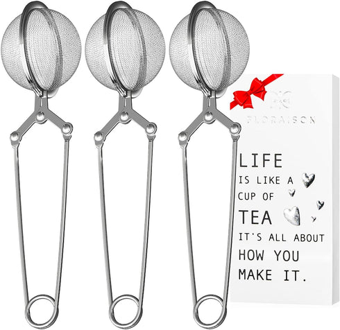 Snap Ball Tea Strainer 3 Pack Tea Infuser with Handle Tea Mesh Infuser Snap Ball Strainer Steep Loose Leaf Tea Infuser Fine Mesh Ball Tea Filter S...