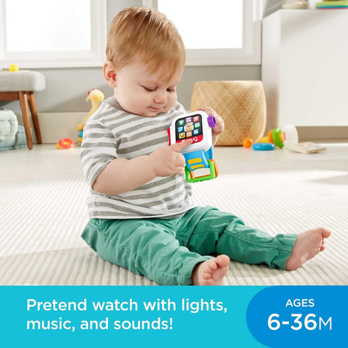 Fisher-Price Laugh & Learn Baby to Toddler Toy Time to Learn Smartwatch with Lights & Music for Pretend Play Ages 6+ Months...