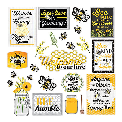 Eureka The Hive Motivational Gallery Wall Bulletin Board Set, 34 Pieces (EU-847809)...