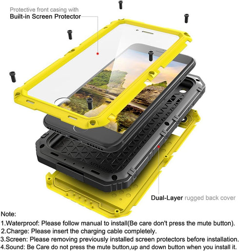 Beasyjoy for iPhone SE 2022/3rd/2020/8/7 Metal Case, Waterproof Heavy Duty with Screen Protector, Full Body Protective Shockproof Military Grade D...