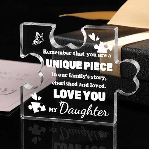 Daughter Birthday Gift from Mom Engraved Acrylic Puzzle Plaque Daughter Gifts - 3.35 x 2.76 Inch Desk Decoration Gift for Daughter Graduation Gift...