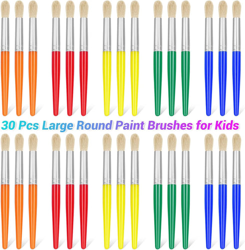 30Pcs Paint Brushes, Anezus Round Paint Brushes for Kids Classroom Toddlers Paint Brush Set for Touch Up Preschool Daycare Washable Acrylic Paint ...