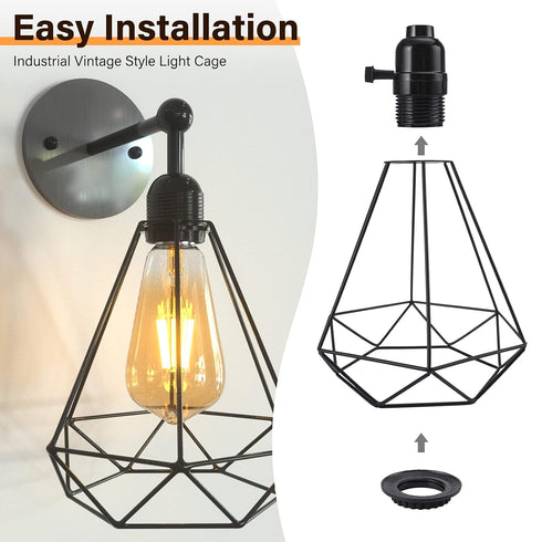 DiCUNO Lamp Shade Rings, E26 Light Socket Collar Ring, Black Threaded Reducer 1-3/8 Inches (34mm) and 1-1/2 Inch (39mm), Hanging Lamp Holder Parts...