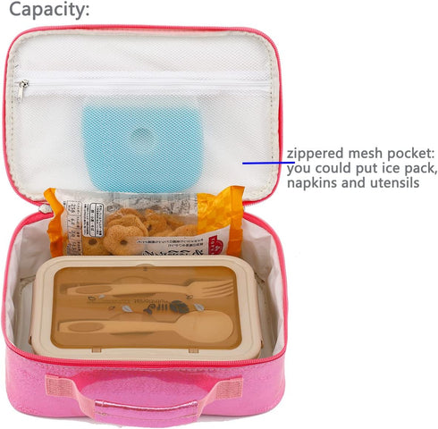 FlowFly Kids Lunch box Insulated Soft Bag Mini Cooler Back to School Thermal Meal Tote Kit for Girls, Boys,Pink...