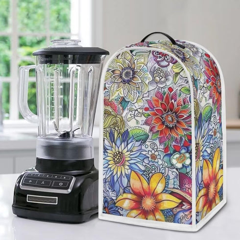 Boho Floral Blender Dust Cover, Anti Fingerprint Polyester Stand Mixer or Coffee Maker Appliance Cover, Dust Proof Stain Resistant Blender Cover f...