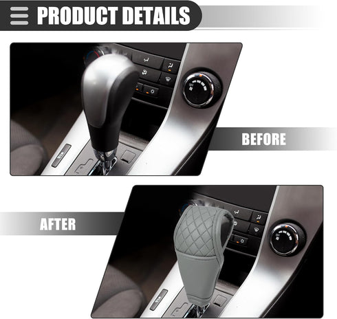Motoforti Universal Car Gear Shift Cover Shift Knob Cover Gear Stick Cover Automatic Shift Gear Cover, Fashionable, Faux Leather, Gray...