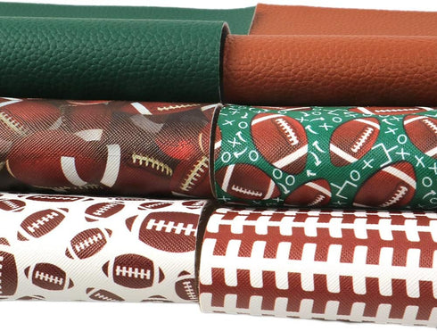 Football Soccer Ball Printed Faux Leather Sheet PU Textured Grain Leather Sheet Assorted 6 PCS 7.9" x 13.4" (20 cm x 34 cm) for Hair Accessories D...