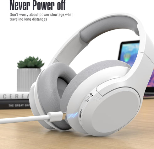 Bluetooth Wireless Over-Ear Headphones with 48H Playtime and with Microphone, HiFi Stereo Foldable Lightweight Headphones for deep bass for Home O...