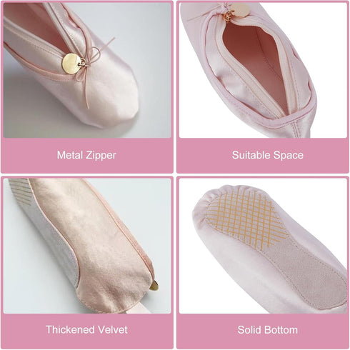 Ballet Dance Shoe Makeup Bag For Little Girls, Ballerina Slipper Makeup Pouch Bag, Ballet Pointe Shoes Gifts (2, pink)...
