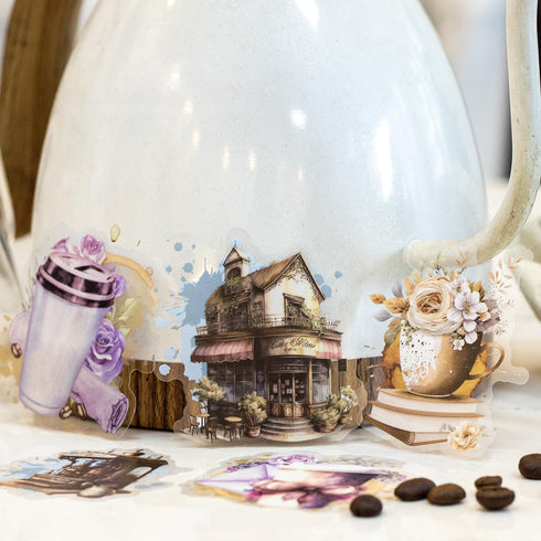 30pcs Coffee PET Stickers for Water Bottle Scrapbooking Junk Journal Mug Cup Laptop Collage Journaling Diary Planner DIY Crafts Notebook Card Maki...