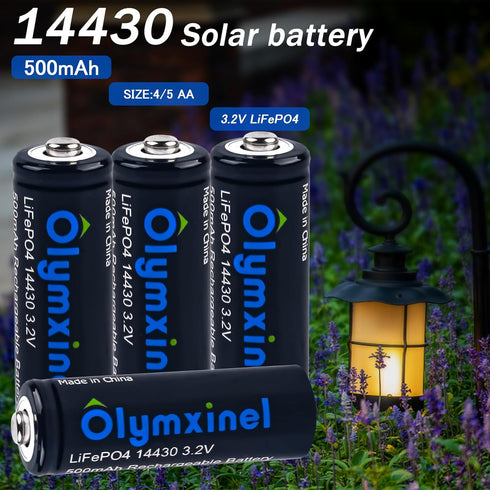 14430 3.2v Rechageable Batteries for Solar Lights- LiFePO4 Battery 14430 500mAh for Outdoor Solar Lights,Tooth Brush, Shaver(4pack)...