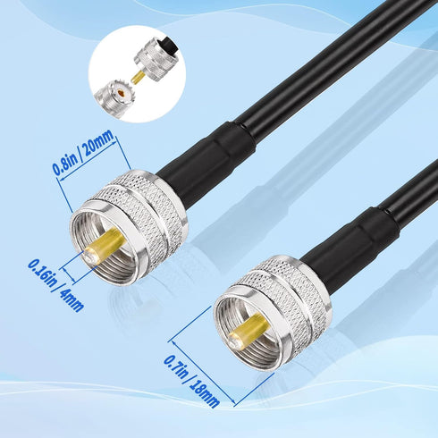 Superbat UHF Male PL-259 to UHF Male PL-259 Low Loss Digital Coax UHF Jumper Cable (2ft RG58) for HAM & CB Radio,Antenna Analyzer,Dummy Load,SWR M...