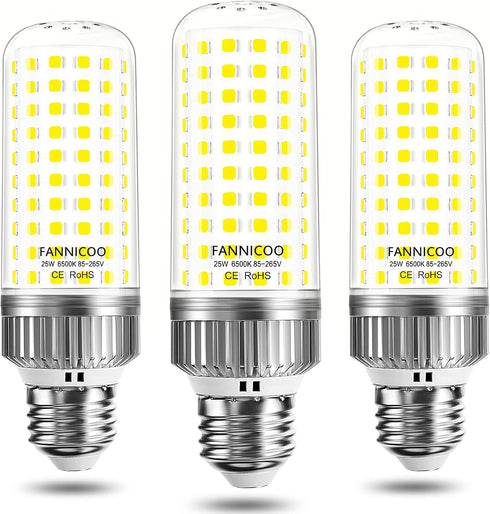 E26 LED Bulb,25W LED Corn Light Bulb 200W Equivalent 6500K Cool Daylight White 2500LM Non-dimmable Flicker Free Ceiling Fan LED Corn Bulb for Indo...