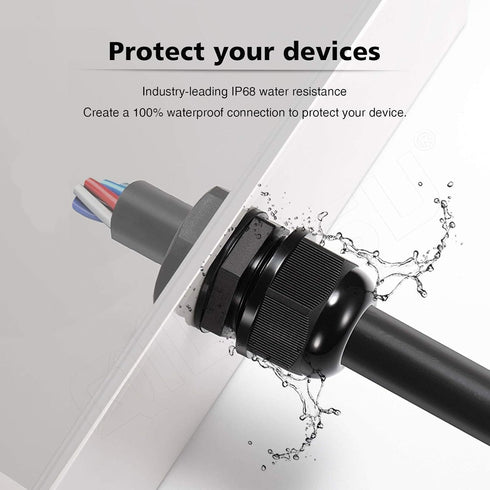 QILIPSU NPT Cable Gland Kits, Strain Relief IP68 Waterproof Nylon Cord Connector, 1/4" 3/8" 1/2" 3/4" 32pcs Wire Pass Through Grip (NPT Kits 32pcs...