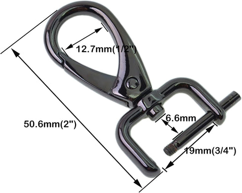 Bobeey 4pcs 51x27mm Swivel Snap Hooks Purses Clasps with Screw Bar for 3/4'' Width Webbing&Leather Strap,Easy to Replace Lobster Clasps,Jewelry Cl...