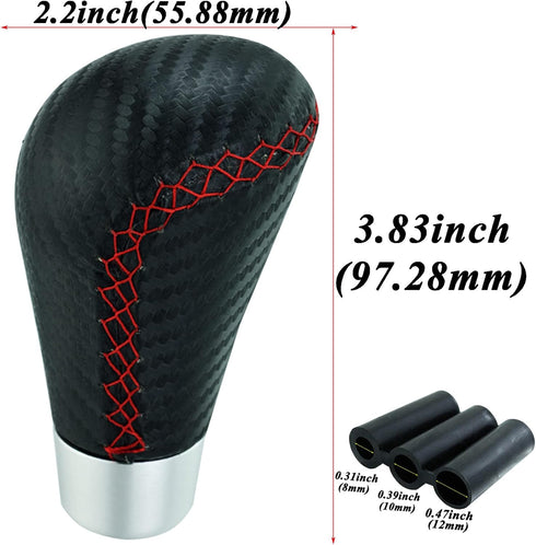 Abfer Leather Shift Knobs Car Gear Stick Handle Shifter Knob Fit for Most Manual Transmission Vehicles (Red)...