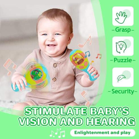 La Granja De Zenon newborn toys Bartolito maracas for kids with Electric,Egg Shakers maracas and Baby Rattles 0-6 months,Musical Instrument for Pa...